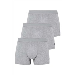 U.S. Polo Assn. Erkek 3'lü Gri Melanj Pamuklu Modal Boxer