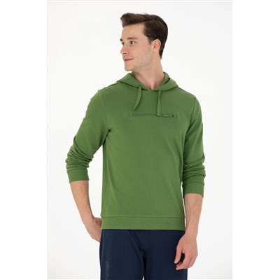 Erkek Yeşil Kapüşonlu Sweatshirt