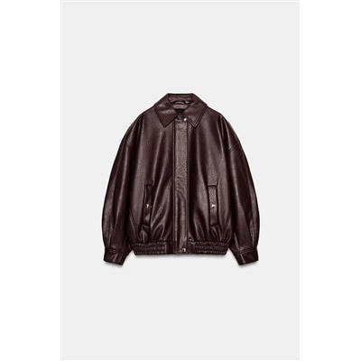 LEATHER-EFFECT BOMBER JACKET
