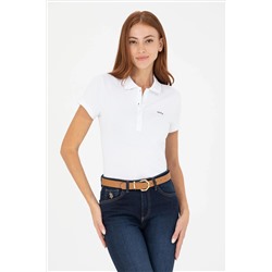 Kadın Beyaz Basic Polo Yaka Tişört