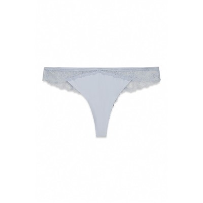 Tanga microfibra y encaje azul