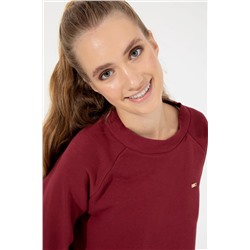 Kadın Vİşne Bisiklet Yaka Sweatshirt