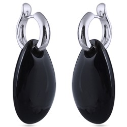 Серьги (смола черная; покрытие родий), Есть комплект