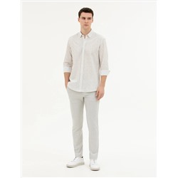 Gri Slim Fit Beli Lastikli Kanvas Pantolon