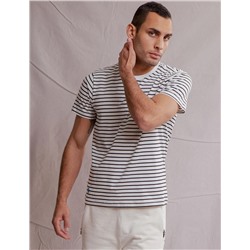 WHITE LABEL SUPIMA COTTON STRIPED T-SHIRT