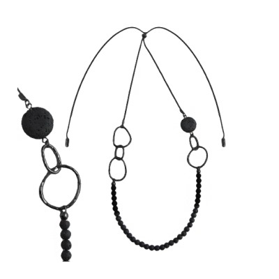 Колье (лава черная; покрытие черный родий)