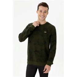 Erkek Haki Bisiklet Yaka Sweatshirt