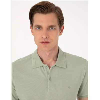 Çağla Yeşili Slim Fit %100 Pamuk Polo Yaka Basic Tişört