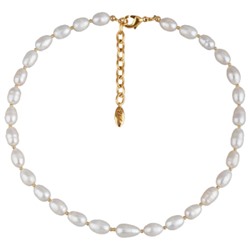 Колье (жемчуг белый 6мм; покрытие золото) 44-49см, Есть комплект