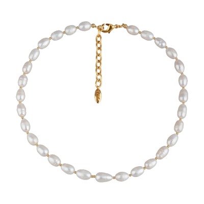 Колье (жемчуг белый 6мм; покрытие золото) 44-49см, Есть комплект