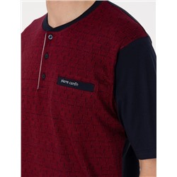 Bordo Kısakol 3'lü Jakarlı Pijama Takımı