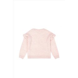 Kız Çocuk Toz Bisiklet Yaka Pembe Kazak