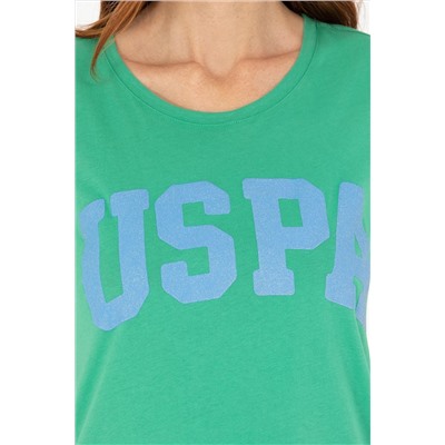 Kadın Yeşil Bisiklet Yaka Tişört