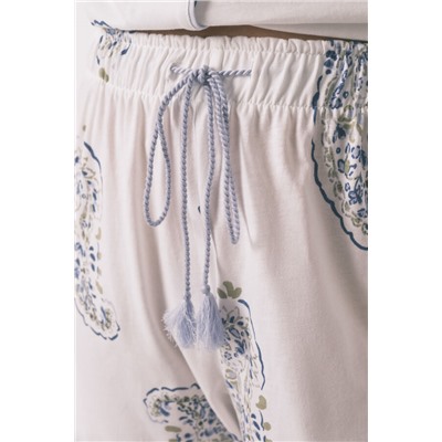 Pijama camisero algodón Paisley azul