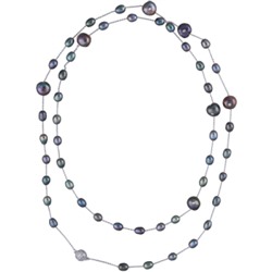 Колье (жемчуг бензиновый 6-10мм; покрытие родий) 95см, Есть комплект