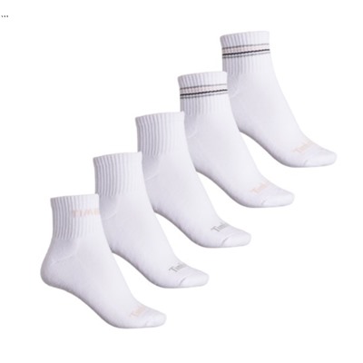 Timberland Logo Cushioned Socks - 5-Pack, Quarter Crew (For Women)