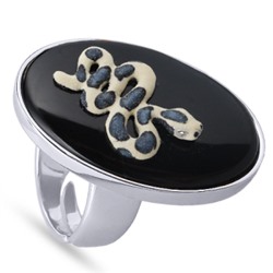 Кольцо Змея (эмаль черная, серая, белая; покрытие родий), Есть комплект