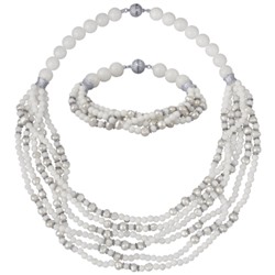 Комплект Селена (агат белый, жемчуг; покрытие родий)