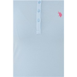 Kadın Açık Mavi Basic Polo Yaka Tişört