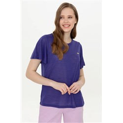 Kadın Mavi Bisiklet Yaka Tişört