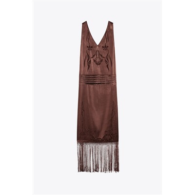 EMBROIDERED FRINGED DRESS ZW COLLECTION