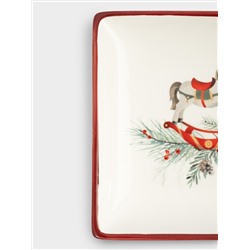 Блюдо, 15х15 см, керамика D, квадратное, красное, Лошадка, Festival