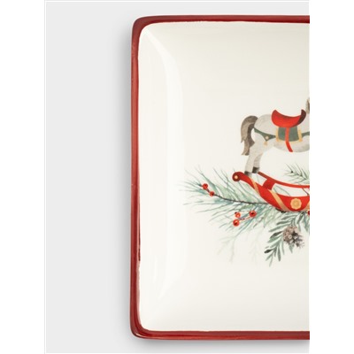 Блюдо, 15х15 см, керамика D, квадратное, красное, Лошадка, Festival