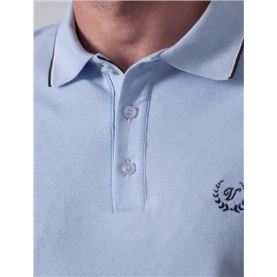 Футболка поло с плетеным воротником на пуговицах из эластичного хлопка