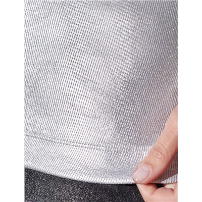 Футболка облегающая из хлопка в рубчик с U вырезом и матовым покрытием металлик