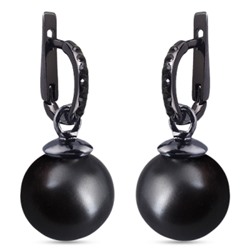 Серьги (Майорка 16мм черный матовый; покрытие черный родий)