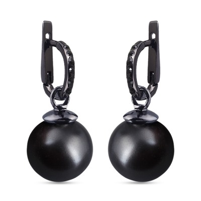 Серьги (Майорка 16мм черный матовый; покрытие черный родий)