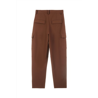 Pantalón cargo de tiro alto Marrón