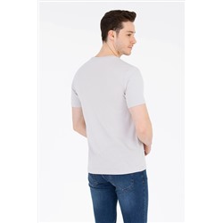 Erkek Gri Basic Bisiklet Yaka Tişört