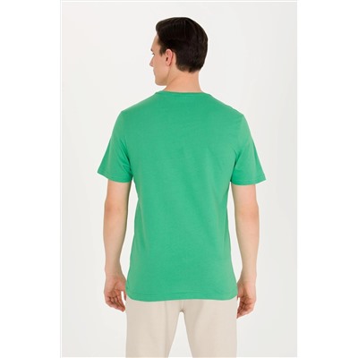 Erkek Yeşil Basic Bisiklet Yaka Tişört
