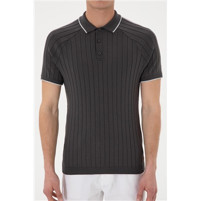 Erkek Slim Fit Bisiklet Yaka Antrasit Tişört