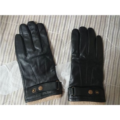 Кожаные тёплые мужские перчатки