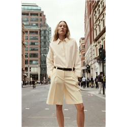 HIGH-WAIST DARTED BERMUDA SHORTS WITH BELT