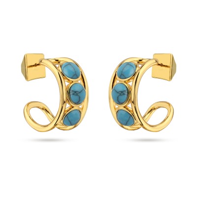 Серьги Самоцветы (бирюза; покрытие золото), Есть комплект