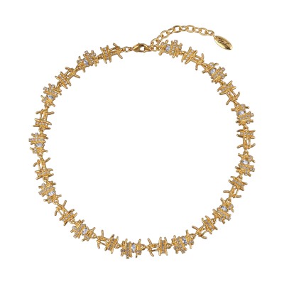 Колье Ажур (кристаллы SW белые; покрытие золото) 39-44см, Есть комплект