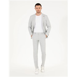 Gri Ex. Slim Fit Çizgili Spor Takım Elbise