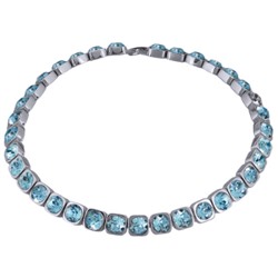 Колье Теннис (кристаллы SW аквамарин 8мм; покрытие родий) 37-40см, Есть комплект