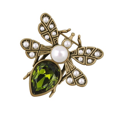 Брошь Мотылек (кристаллы SW зеленые, Майорка; покрытие бронза), Есть комплект