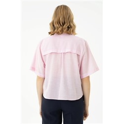 Kadın Pembe Kısa Kollu Gömlek