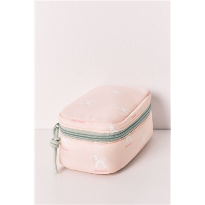 Neceser pequeño rosa estampado perritos