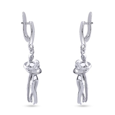 Серьги Объятия (покрытие родий), Есть комплект