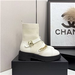 Женские ботинки с тканевым голенищем  ШАНЕЛ*Ь🤍