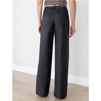 Брюки-трубы из эластичного хлопка с эффектом кожи