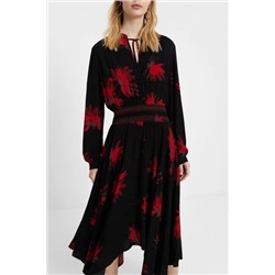 Vestido evasé manga larga