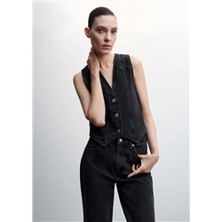 Chaleco denim costuras decorativas -  Mujer | MANGO OUTLET Melilla