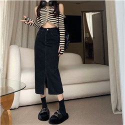 Женская джинсовая юбка средней длины